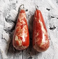 Бусина из натурального камня "Яшма", капля, 1 шт., 25х9 мм.