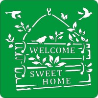 Трафарет на клеевой основе многоразовый "Welcome sweet Home", 10 х 10 см.     