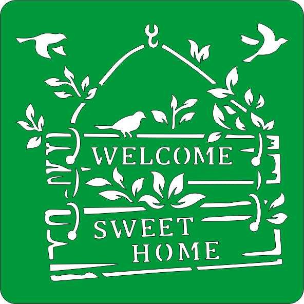 Трафарет на клеевой основе многоразовый "Welcome sweet Home", 15 х 15 см.  