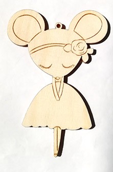 Елочная игрушка (подвес) "Мышка с розочкой"высота 9 см,ширина 4,5 см  