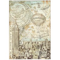 Рисовая бумага Stamperia, "SIR VAGABOND AVIATOR NEW YORK CITY MAP"  