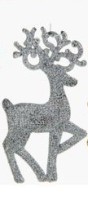 Украшение  "Гордый олень", цвет - серебряный глиттер 