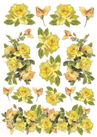 Рисовая бумага Stamperia, "Желтые розы",  20 гр/кв.м. Размер 21 х 29,7 см.