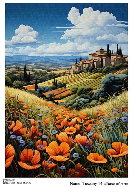 Декупажная карта Base Of Art "Tuscany" №14, А4       