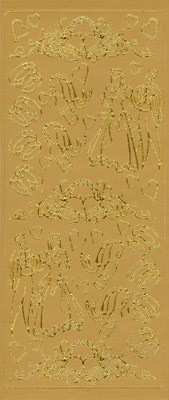 Металлизированные объемные  наклейки "Свадьба", цвет - золото