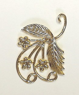 Декоративный элемент "Ветка черемухи", цвет - золото 