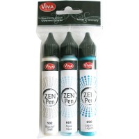 Набор контуров Zen Pen розовый + голубой + сине-зеленый перламутр, 3 шт.