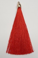 Кисточка декоративная шелковая с золотой шапочкой, высота - 10 см., цвет - красный
