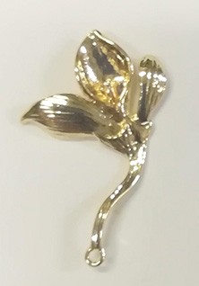 Декоративный элемент "цветок антуриума с листьями", цвет - золото  