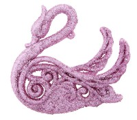 Украшение  "Розовый лебедь", цвет - сиреневый глиттер  