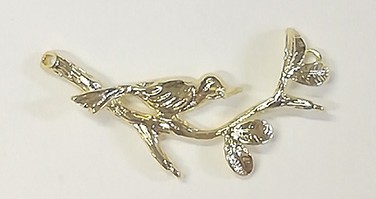 Декоративный элемент "Веточка с птичкой", цвет - золото 