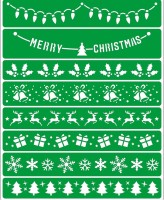 Трафарет на клеевой основе многоразовый "Новогодние Бордюры. Merry Christmas" , 20 х 25 см.   