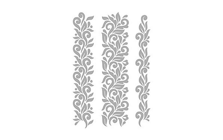Трансфер - натирка декоративный  ''Широкий цветочный бордюр', цвет - серебро