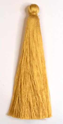 Кисточка декоративная шелковая, высота - 15 см., цвет - теплая охра (золото)