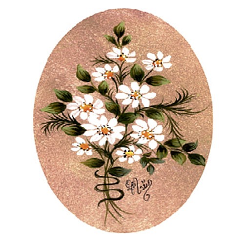 Трансфер универсальный Cadence "Белые цветы в овале", размер 17 х 25 см.