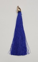 Кисточка декоративная шелковая с золотой шапочкой, высота - 10 см., цвет - синий