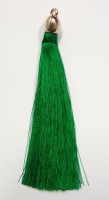Кисточка декоративная шелковая с золотой шапочкой, высота - 10 см., цвет - зеленый