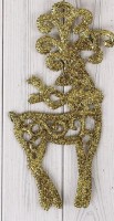 Украшение  "Резной олень", цвет - золотой глиттер 