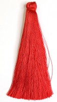 Кисточка декоративная шелковая, высота - 15 см., цвет - красный