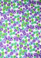 Ткань (хлопок 100%) на клеевой основе, цвет - фиолетовые и зеленые цветочки.  