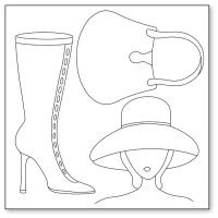 Салфетка рисовая с контуром рисунка "Silhouette art", "Женщина в шляпе, сумка, сапожок" 