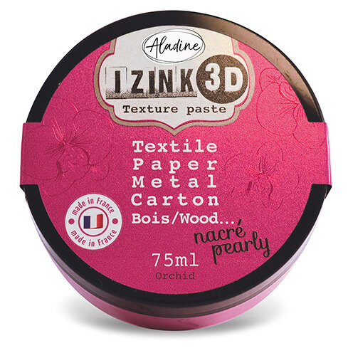 Текстурная паста Aladine IZINK 3D, цвет - "орхидея" (розовый металлик)   