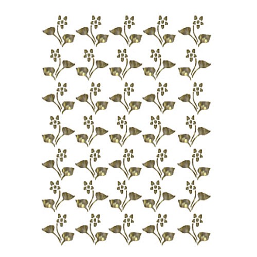 Трансфер универсальный золотой с глиттером рельефный Cadence "Мелкие цветочки", 25 х 35 см.