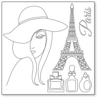 Салфетка рисовая с контуром рисунка "Silhouette art", "Париж"  