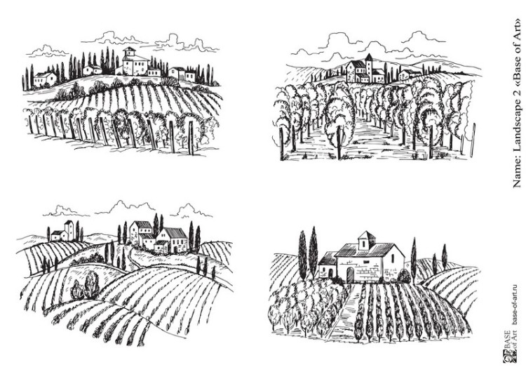 Декупажная карта Base Of Art "Landscape" №2, А4                                        