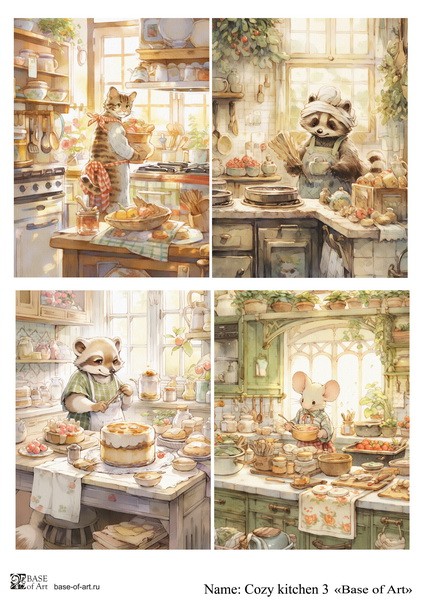 Декупажная карта Base Of Art "Cozy Kitchen" №3, А4               
