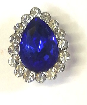 Кабошон "миди" , цвет - синий в серебре, 14 х 10  мм.