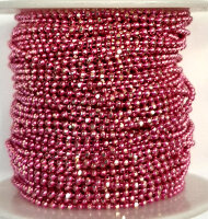 Цепочка шариками (шариковая цепочка), 1 м.  0,8 мм., цвет - ярко-розовый (фуксия) с золотыми гранями 