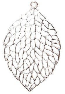 Металлический декоративный элемент "Ажурный лист" , цвет - серебро