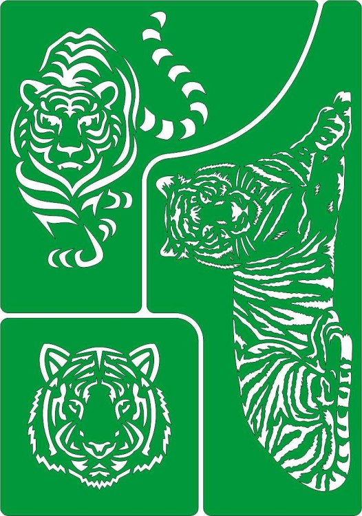 Трафарет на клеевой основе многоразовый "Тигры", 14 х 20 см.  