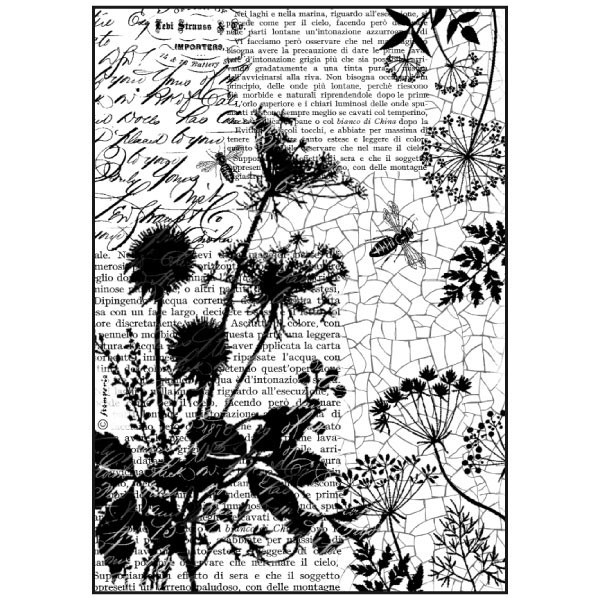 Рисовая бумага Stamperia, "Письма и пчелы",  20 гр/кв.м. Размер 21 х 29,7 см.  
