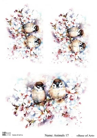 Декупажная карта Base Of Art "Animals" №17, А4         
