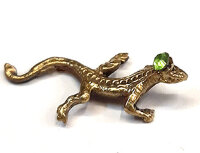  Ящерка из бронзы малая с зеленым стразом  3