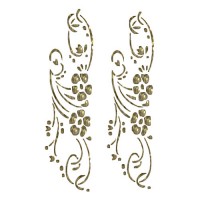 Трансфер универсальный золотой с глиттером  рельефный Cadence "Цветок с веточками", 25 х 35 см.