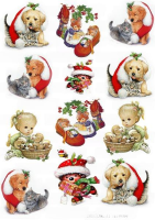 Рисовая бумага Decor,  "Новогодние щенки"  