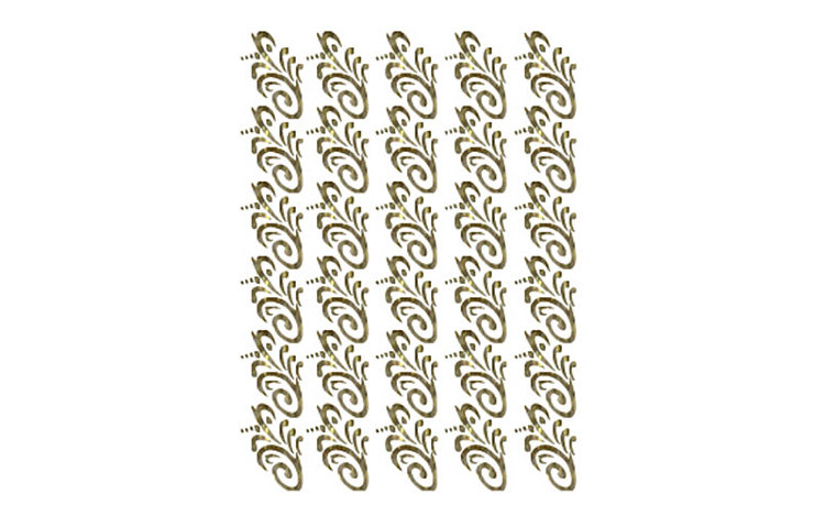 Трансфер универсальный золотой с глиттером рельефный Cadence "Завитушки", 25 х 35 см. 