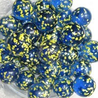 Галька стеклянная, круглая шарик, D-16 мм., цвет: синий с желтым