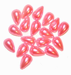 Полубусины пластиковые "капля",  5 х 8 мм., цвет - ярко-розовый  \ Акция "Пасхальная распродажа" с 20 по 26 апреля. Накопительные скидки не распространяются! 