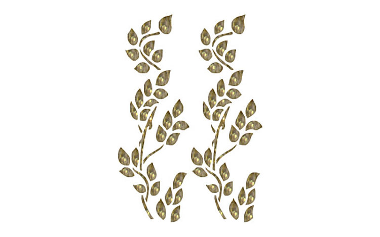 Трансфер универсальный золотой с глиттером рельефный Cadence "Веточки с листьями", 25 х 35 см. 