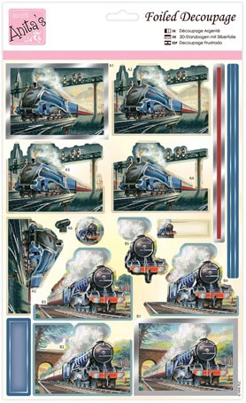 3-D карта для декупажа и скрапбукинга "Поезда"    