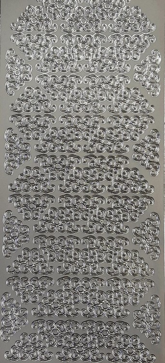Объемные наклейки "уголки - филигрань", цвет - серебро (Нидерланды)  