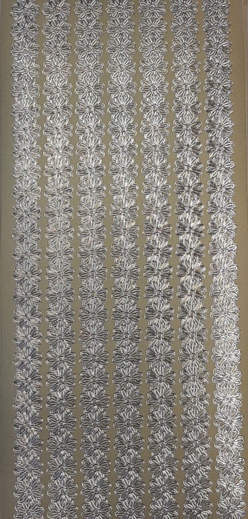 Объемные наклейки "орнамент из хризантем",  7 полос, цвет - золото           