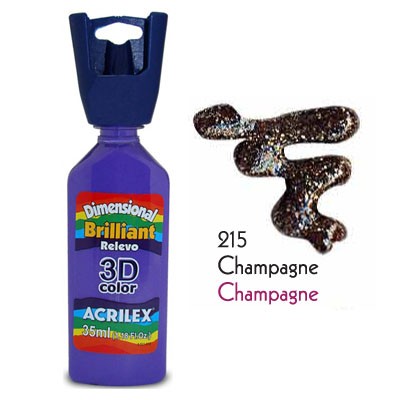 3D контур акриловый с глиттером ACRILEX, цвет - шампанское