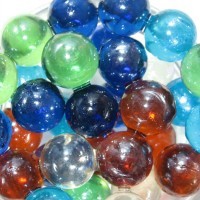 Галька стеклянная, круглая шарик, D-16 мм., цвет: бирюза, темно-синий, оранжевый, прозрачный, зеленый