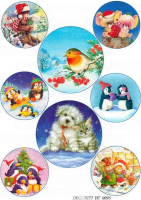 Рисовая бумага Decor,  "Новогодние Медальоны со зверятами"    