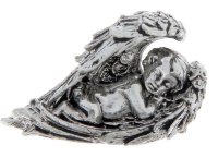 Декоративная фигурка 3D "Ангелочек спящий в крыльях", цвет - серебро